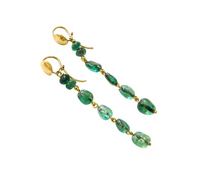 Lot 41 - A Pair of Emerald Drop Earrings, a yellow...