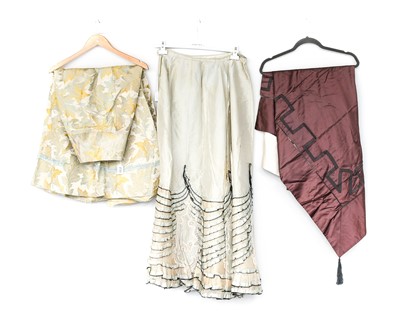 Lot 2133 - 19th Century Cream Silk Brocade Skirt woven...