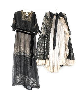 Lot 2132 - Edwardian Black Silk Chiffon Dress with...