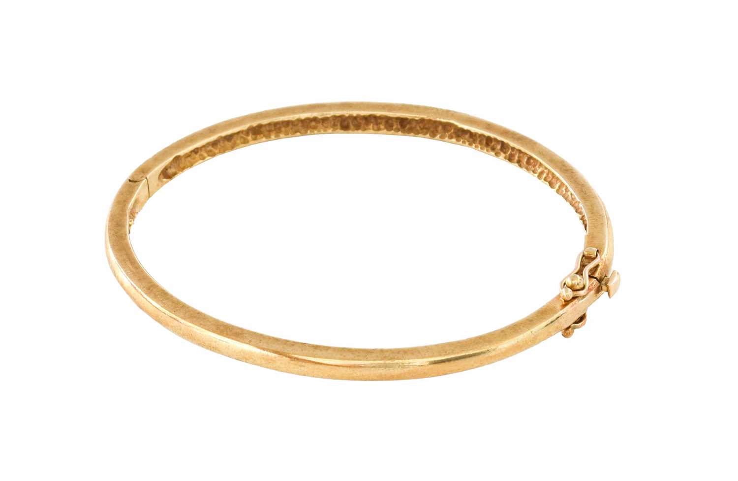 Lot 436 - A 9 Carat Gold Hinged Bangle, inner...