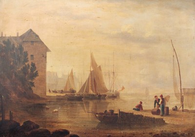 Lot 1046 - ~ British School (19th Century) Busy harbour...