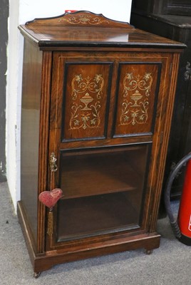 Lot 1310 - A Victorian Rosewood Inlaid Music Cabinet,...