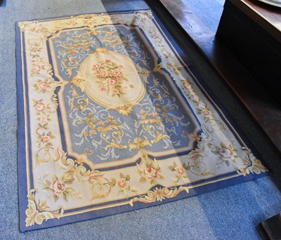 Lot 1393 - An Aubusson Design Rug, the steel blue field...