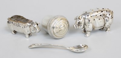 Lot 73 - A Silver Pig Pin Cushion, another nutmeg...