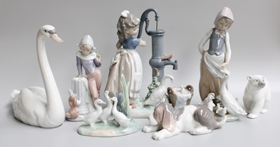 Lot 155 - Six Lladro Figures, including girl at the...