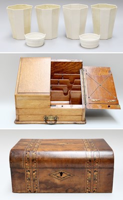 Lot 191 - An Edwardian Oak Desk Correspondance Box, a...