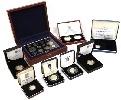 Lot 371 - Mixed Royal Mint Silver Proof Coinage;...