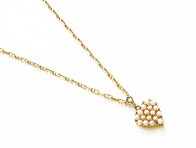 Lot 462 - A Cultured Pearl Pendant on Chain, the heart...