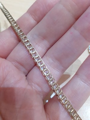 Lot 2021 - A 9 Carat Gold Cubic Zirconia Necklace and...