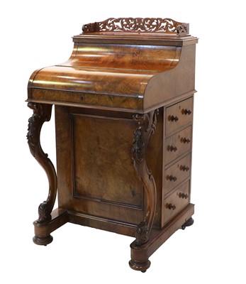 Lot 1171 - A Victorian Figured Walnut Piano-Top Davenport,...