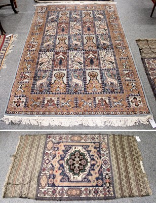 Lot 1244 - Kashmir Rug, the compartmentalised field of...