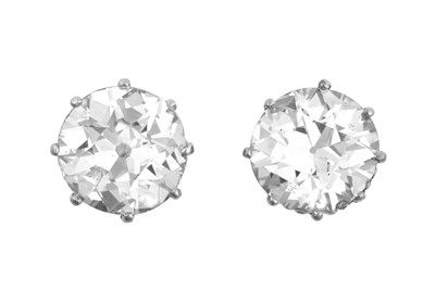 Lot 2304 - A Pair of Diamond Solitaire Earrings the old...