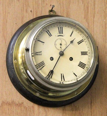 Lot 1509 - A Ships Type Bulk Head Striking Wall Clock,...