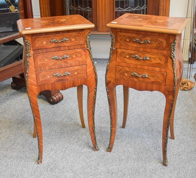 Lot 1321 - A Pair of French Kingwood Inlaid and...