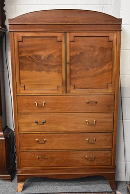 Lot 1292 - A Mahogany Linen Press of Small Proportions,...