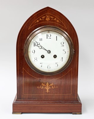 Lot 309 - A Mahogany Inlaid Mantel Clock, early 20th...