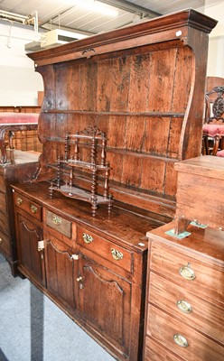 Lot 1437 - An 18th Century Oak Dresser and Rack, with...