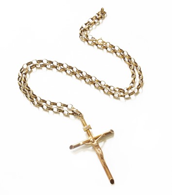 Lot 497 - A 9 Carat Gold Cross Pendant on Chain, pendant...