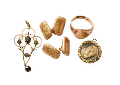 Lot 511 - A Pair of 9 Carat Gold Cufflinks; A 9 Carat...