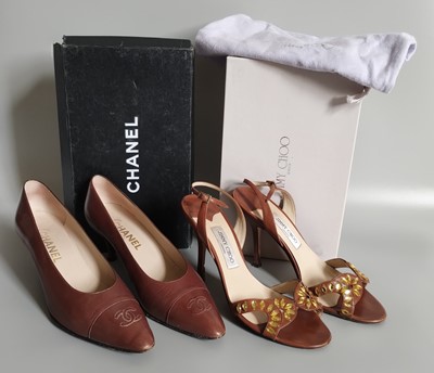 Lot 1012 - Pair of Chanel Tan Leather Chanel Court Shoes,...