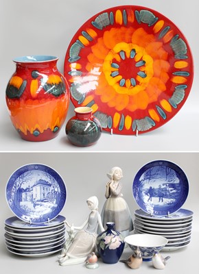 Lot 156 - A Poole Pottery Orange Ground Charger, an...