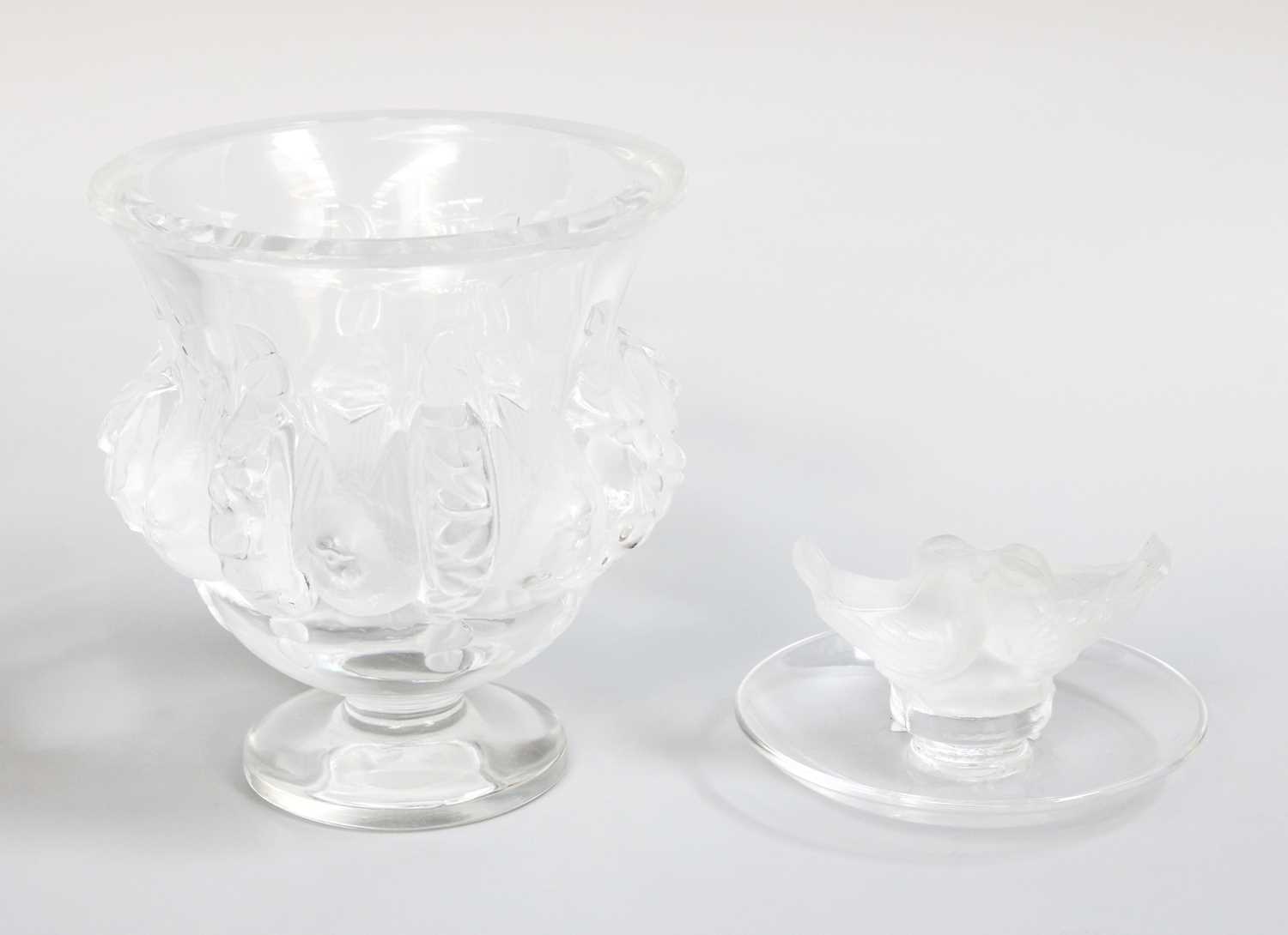 Lot 120 - A Lalique Pedestal Vase, decorated with birds...