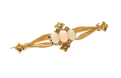 Lot 503 - An Opal and Split Pearl Brooch, length 4.0cm