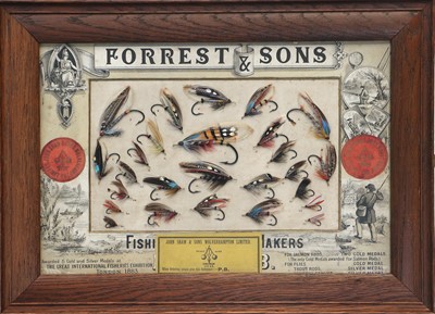 Lot 4168 - An Oak Framed Display Of 26 Vintage Gut Eyed Salmon & Trout Flies