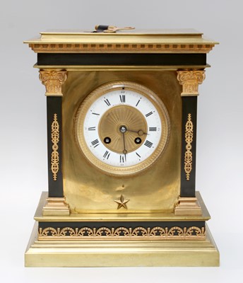 Lot 306 - A French Brass Striking Mantle Clock, Circa...