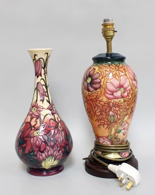 Lot 212 - A Modern Moorcoft Slender Vase, "Pasque Flower"...