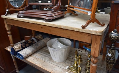 Lot 1397 - A Victorian Pine Plank Top Bakers Table,...