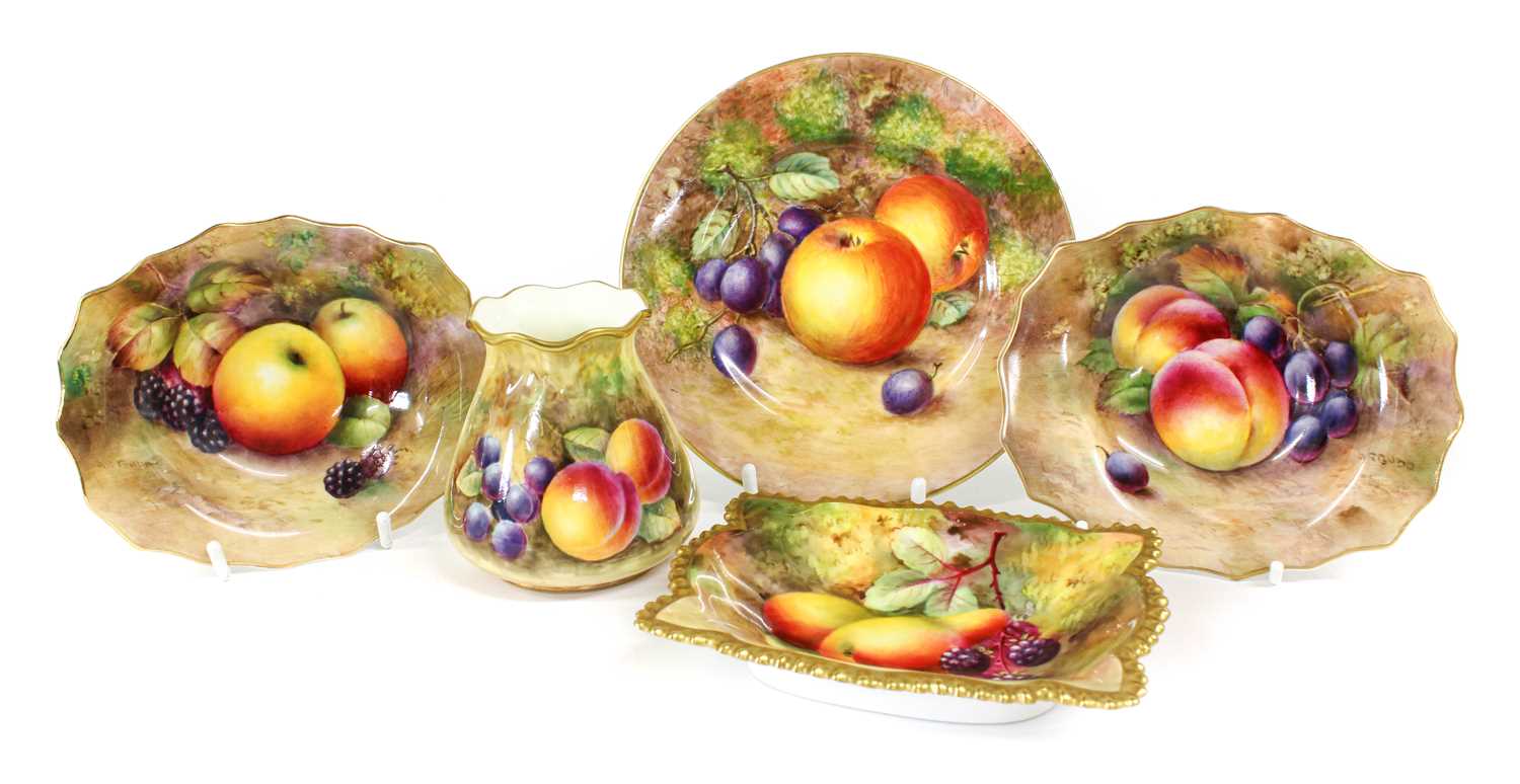 Lot 118 - A Royal Worcester Porcelain Purse Shaped Vase,...