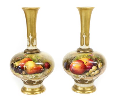 Lot 108 - A Pair of Royal Worcester Porcelain Bottle...