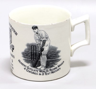 Lot 4010 - A Pudsey Corporation Test Records Cricketing Mug