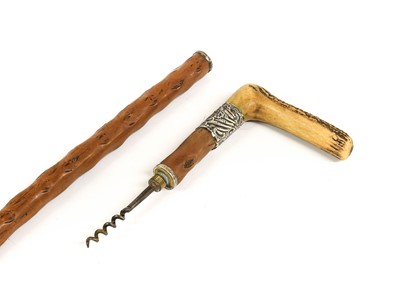 Lot 350 - A Victorian Blackthorn Walking Stick Corkscrew,...