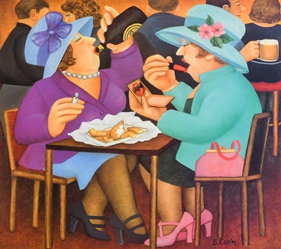 Lot 1086 - Beryl Cook (1926-2008) "Ladies who Lunch"...