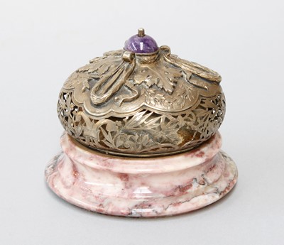 Lot 156 - A Silver-Gilt and Marble Table-Bell,...