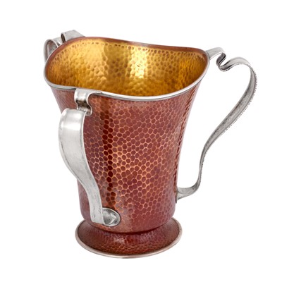 Lot 2266 - An American Silver Plate-Mounted Copper Three-Handled Cup or Wine-Cooler