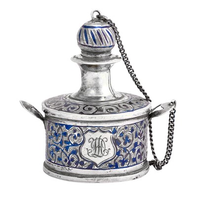 Lot 2252 - A Russian or Ukrainian Silver and Niello Scent-Bottle