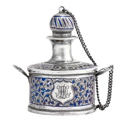 Lot 2252 - A Russian or Ukrainian Silver and Niello Scent-Bottle