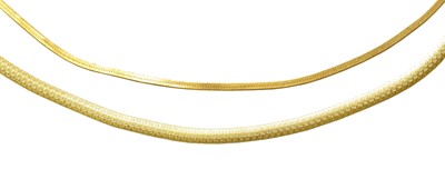 Lot 472 - Two 9 Carat Gold Fancy Link Necklaces, length...