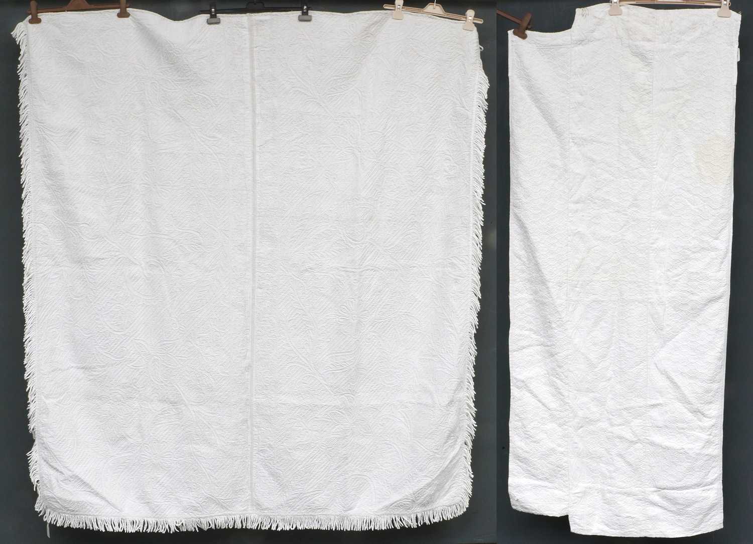 Lot 2147 - French White Work Corded Bed Cover of sinuous...