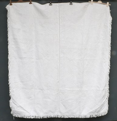 Lot 2147 - French White Work Corded Bed Cover of sinuous...