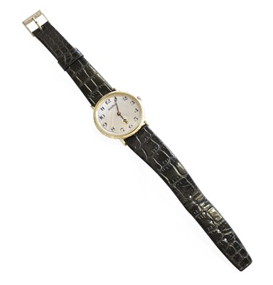 Lot 425 - An 18 Carat White Gold Wristwatch with Arabic...