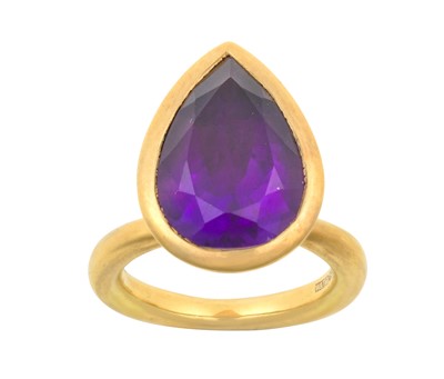 Lot 2179 - An 18 Carat Gold Amethyst Ring, by Wright &...