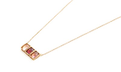 Lot 385 - A 14 Carat Rose Gold Multi Gem-Set Pendant, by...