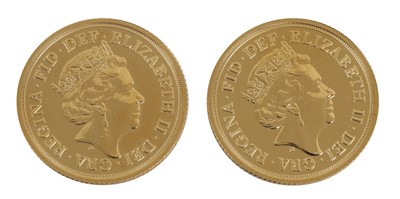 Lot 163 - 2x Elizabeth II, Sovereigns 2016, obv. Clark...