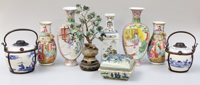 Lot 193 - A Pair of Cantonese Porcelain Vases, 19th...