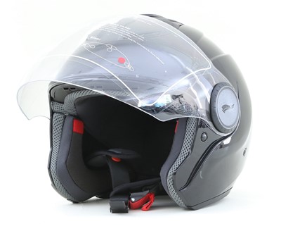 Lot 604 - An Open Face Motorcycle Helmet Gloss Black