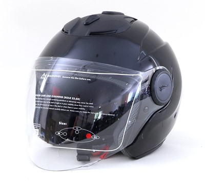 Lot 604 - An Open Face Motorcycle Helmet Gloss Black